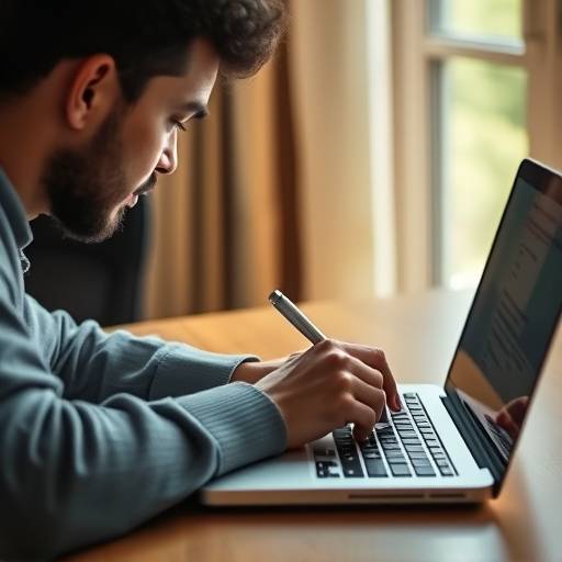 A person composing a cover letter on a laptop
