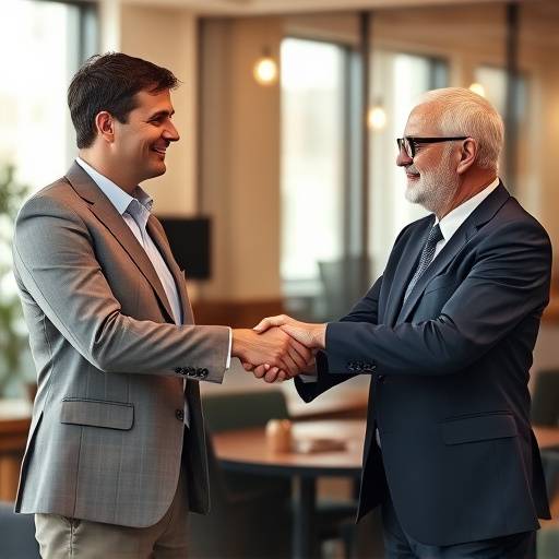 Two professionals shaking hands symbolizing salary negotiation and agreement